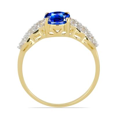 BUY 14K GOLD GENUINE BLUE SAPPHIRE GEMSTONE CLASSIC RING